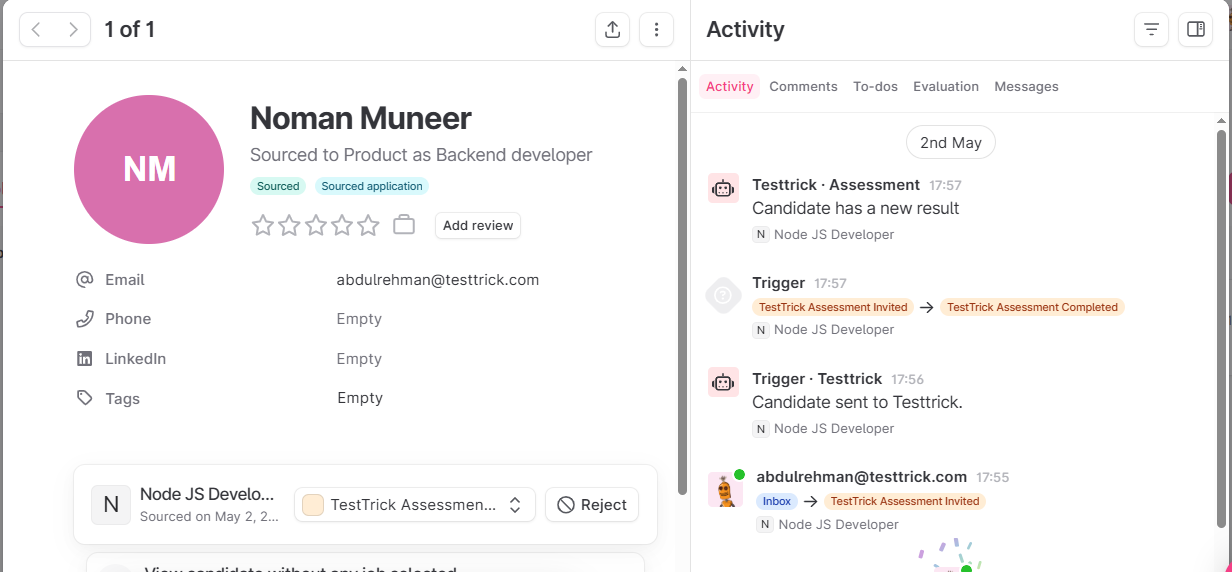 TestTrick Integration Step 3